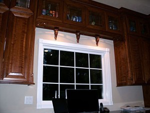 Office Remodeling -stained hardwood cabinets
